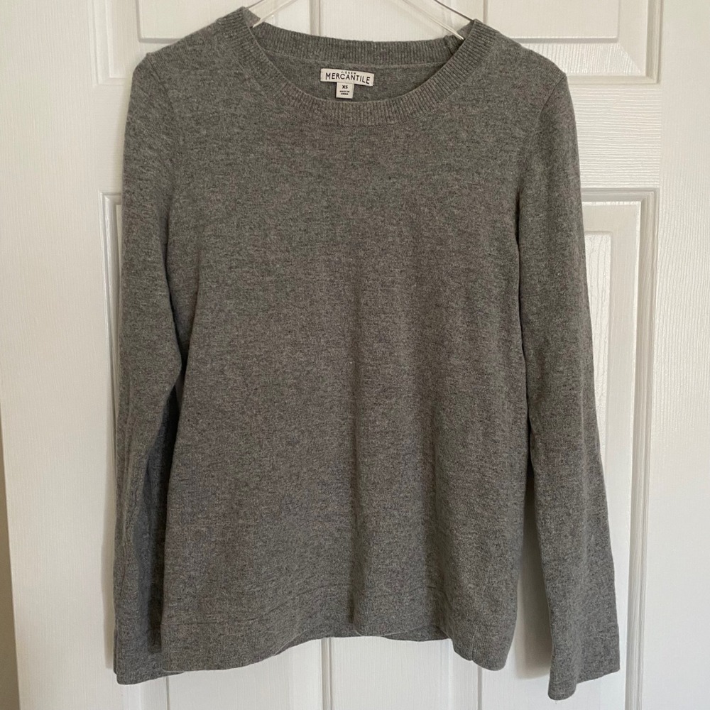 J Crew Womens Cotton-wool blend Teddie‎ sweater Grey Crew Neck Long Sleeve XS